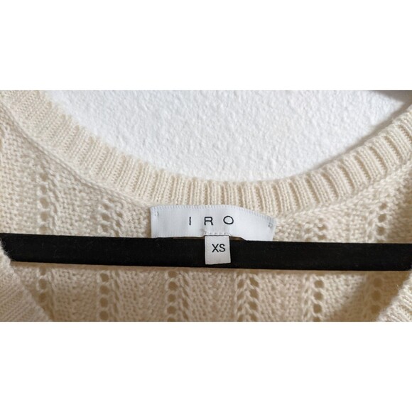 Gorgeous IRO "Dafgan" Cream Ruffle Sleeve Alpaca/Wool Blend Open Knit Sweater XS - Picture 7 of 11